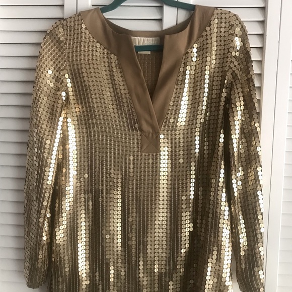 Michael Kors gold sequins tunic. Great for parties! - Picture 2 of 7
